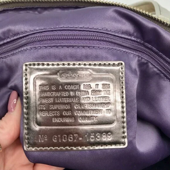 Coach Gray Monogram Canvas Poppy Metallic Glam Tote 15389 - Picture 11 of 12